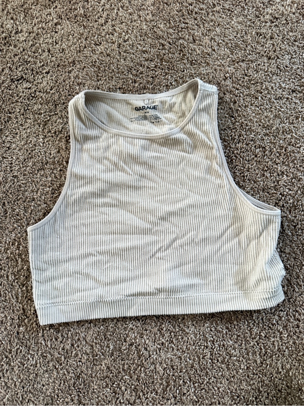 Garage Ribbed Crop Tank Top in Cream